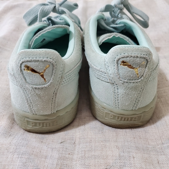 Puma Mint Blue Suede Sneakers US size 4 - Picture 3 of 6
